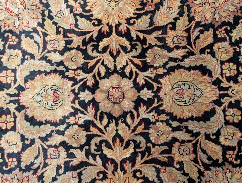 Round Indo Per'sian Mahal Rug 8x8, Black & Cream, Wool, Hand Knotted gallery