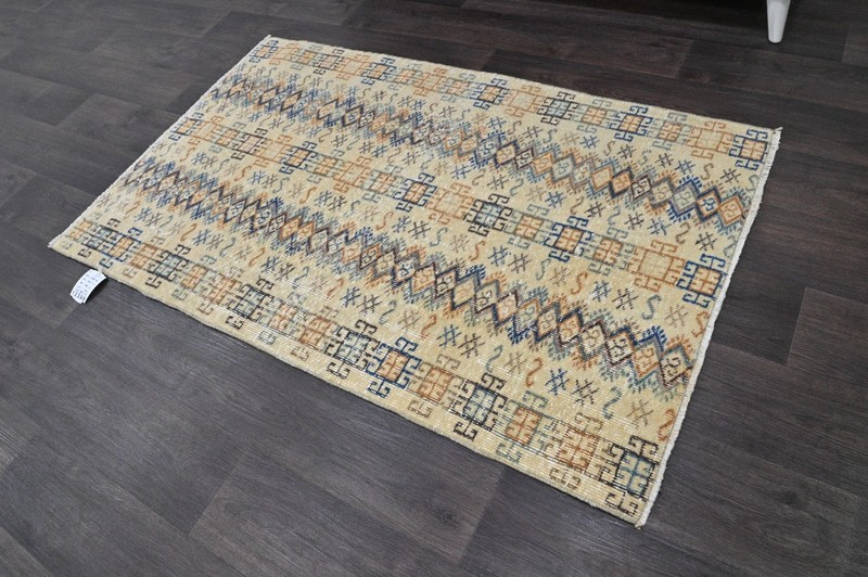 Oushak Turkish Doormat Rug 3x5 RAINBW Vintage Anatolian Handmade Small Kilim Rug gallery