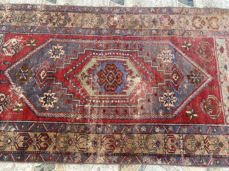 Vintage Turkish Oushak Rug | Antique Tribal Handmade Wool Farmhouse 3 x 6 ft gallery
