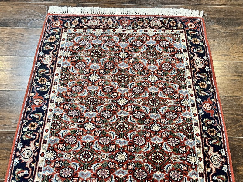 Indo Perisan Rug 3x5 Red Navy Blue Vintage Wool Handmade Small Bidjar Carpet gallery