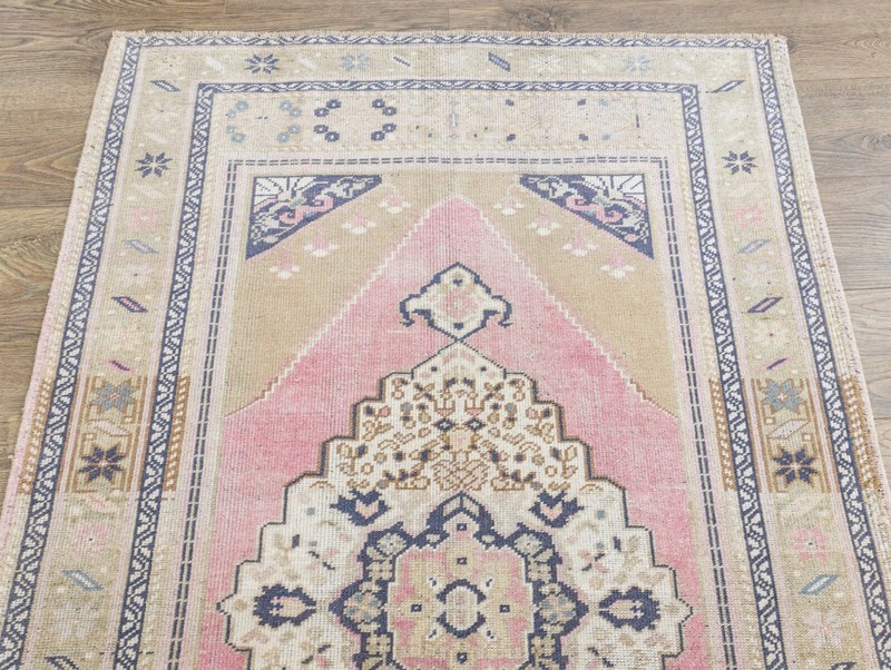 Vintage Traditional Turkish Oushak Wool Rug 3.10x5.11 ft Handmade Area Carpet gallery