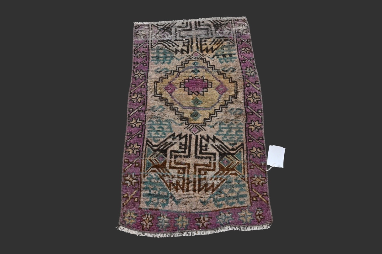 RAINBOW Turkish Oushak Rug 2x3 Vintage Handmade Anatolian Small Doormat Kilim gallery