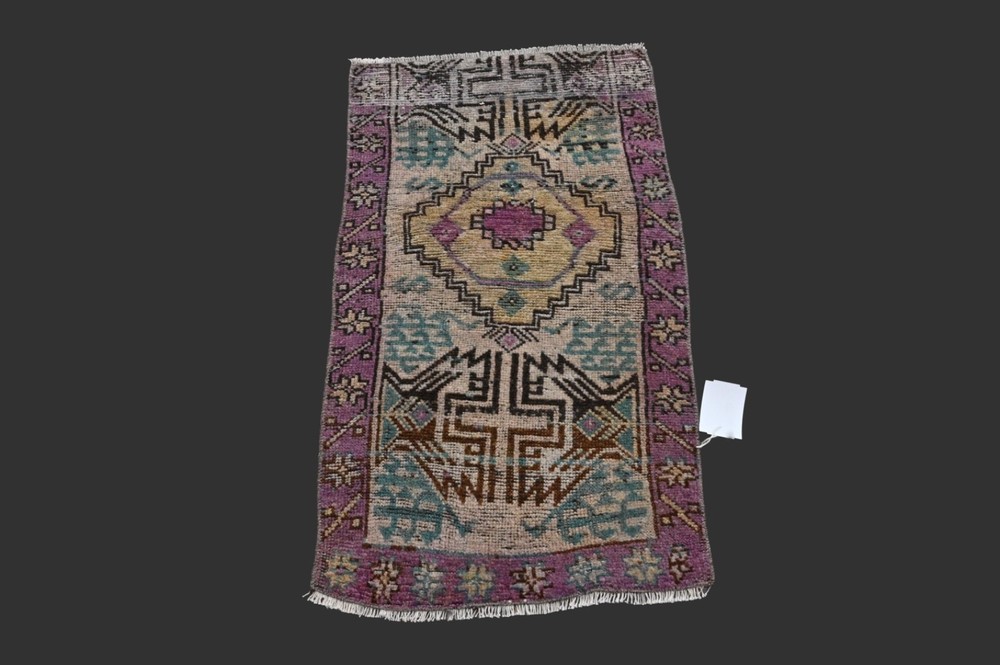 RAINBOW Turkish Oushak Rug 2x3 Vintage Handmade Anatolian Small Doormat Kilim
