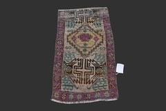 RAINBOW Turkish Oushak Rug 2×3 Vintage Handmade Anatolian Small Doormat Kilim