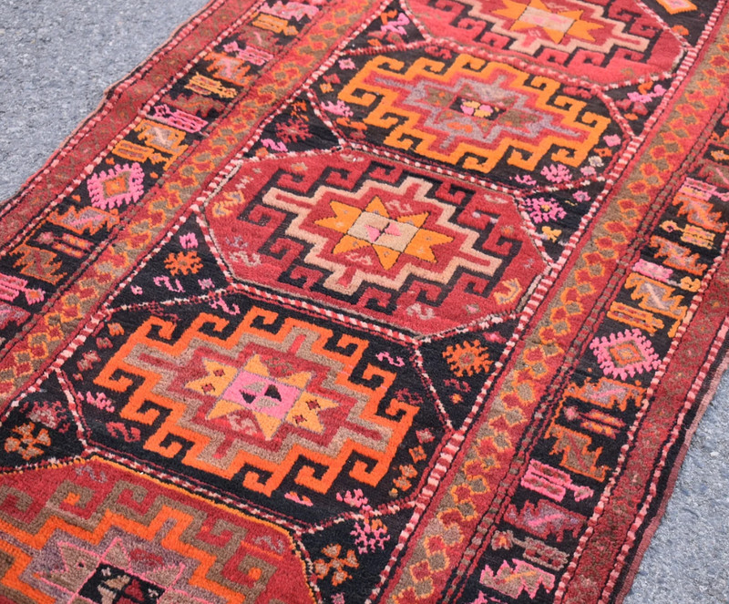 1970s Vintage Turkish Runner Rug 3.3 x 8.5 ft - Gently Used - 100% Wool gallery