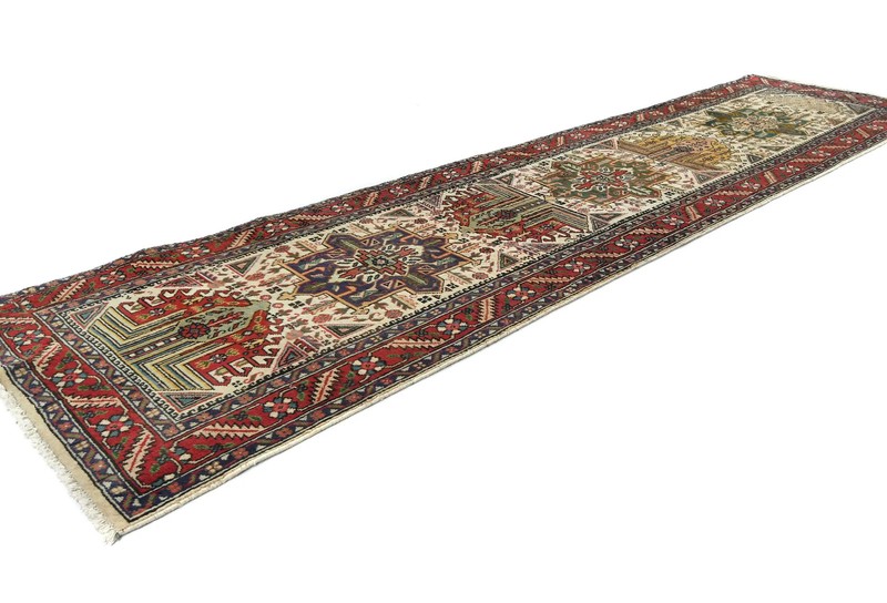 Hand-Knotted Wool Oriental Runner Rug 3X12 ft Traditional Cream Hallway Carpet gallery