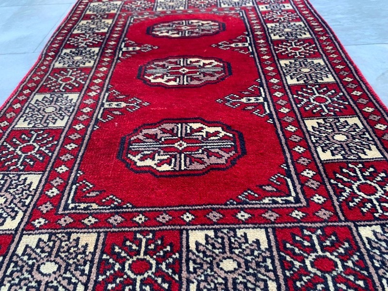 Vintage Afghan Jaldar Bokhara, Wool Area Rug, Traditional Carpet (2x3 ft.) gallery