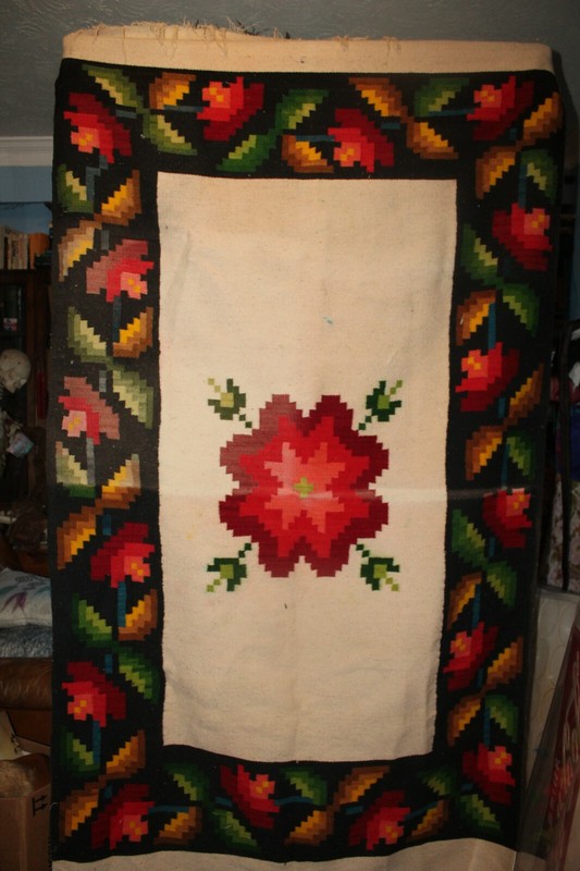 Antique Hand Woven Rug 78" x 42" Geometric Floral gallery