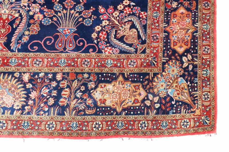 EXQUISITE, SUBLIME, ANTIQUE, ONE OF THE KIND, BOLD 1920 DABIR KESHAN LARGE RUG. gallery