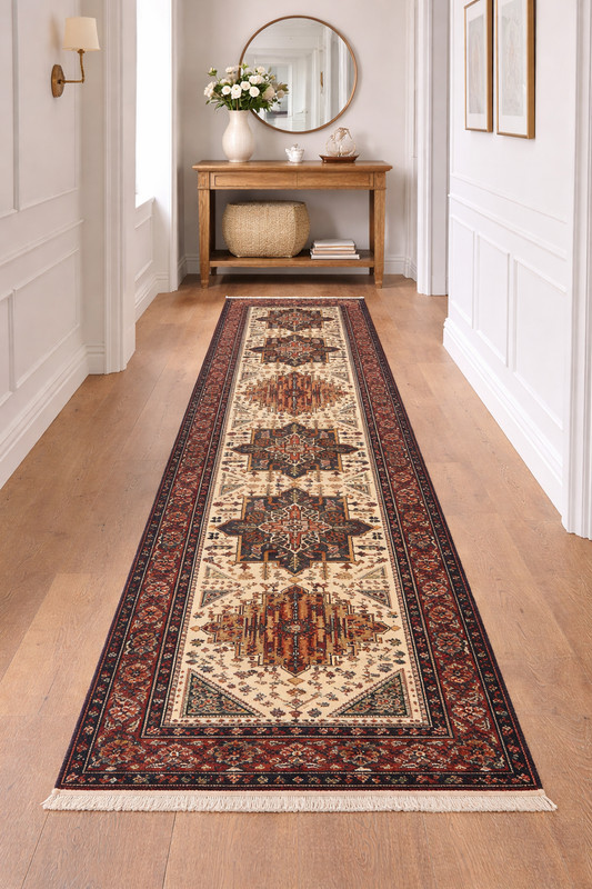 Hand-Knotted Wool Oriental Runner Rug 3X12 ft Traditional Cream Hallway Carpet gallery