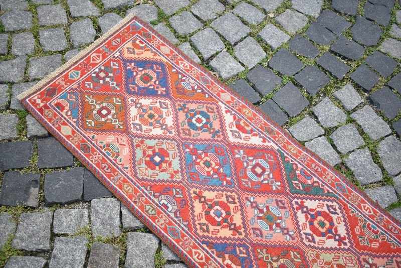 Soumak Rug 20'' x 77'' Rahrah Soumak Runner Rug Organic Wool Kitchen Wool Rug gallery