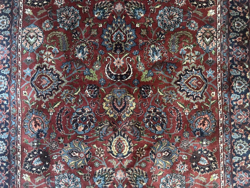Indo Per'sian Rug 5x7, Vintage Traditional Floral Carpet, Burgundy and Navy Blue gallery