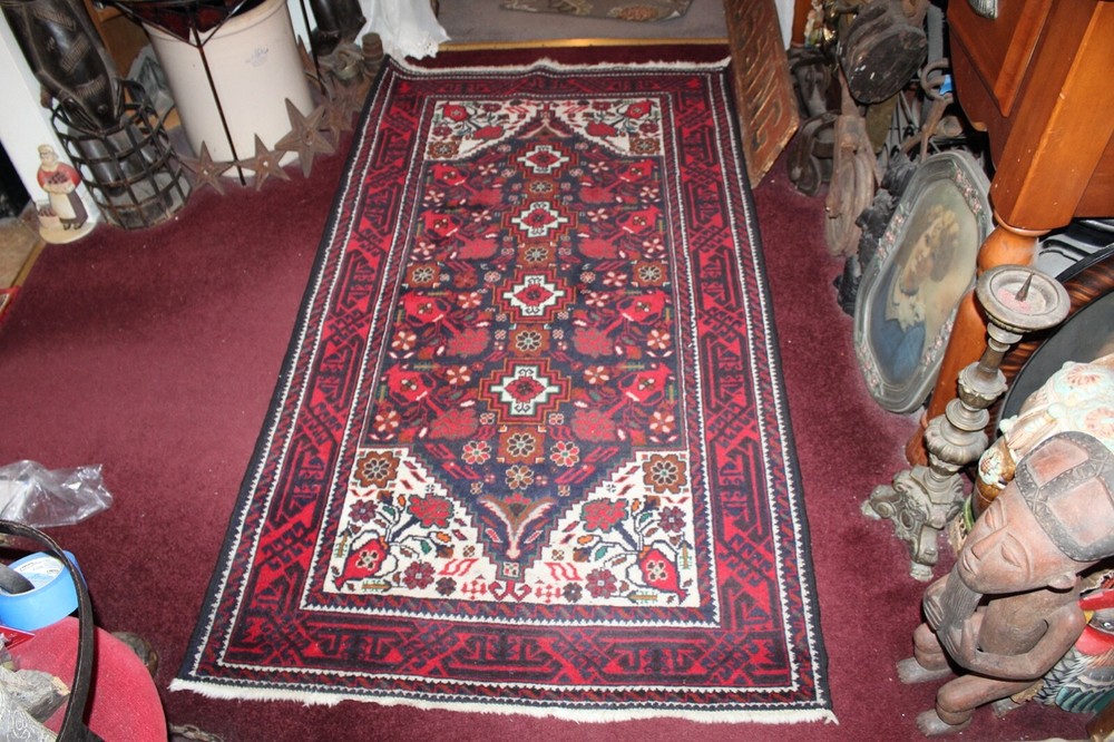 Afghan Belutch Baluchi Rug Carpet Red Tribal Designs 78" X 42"