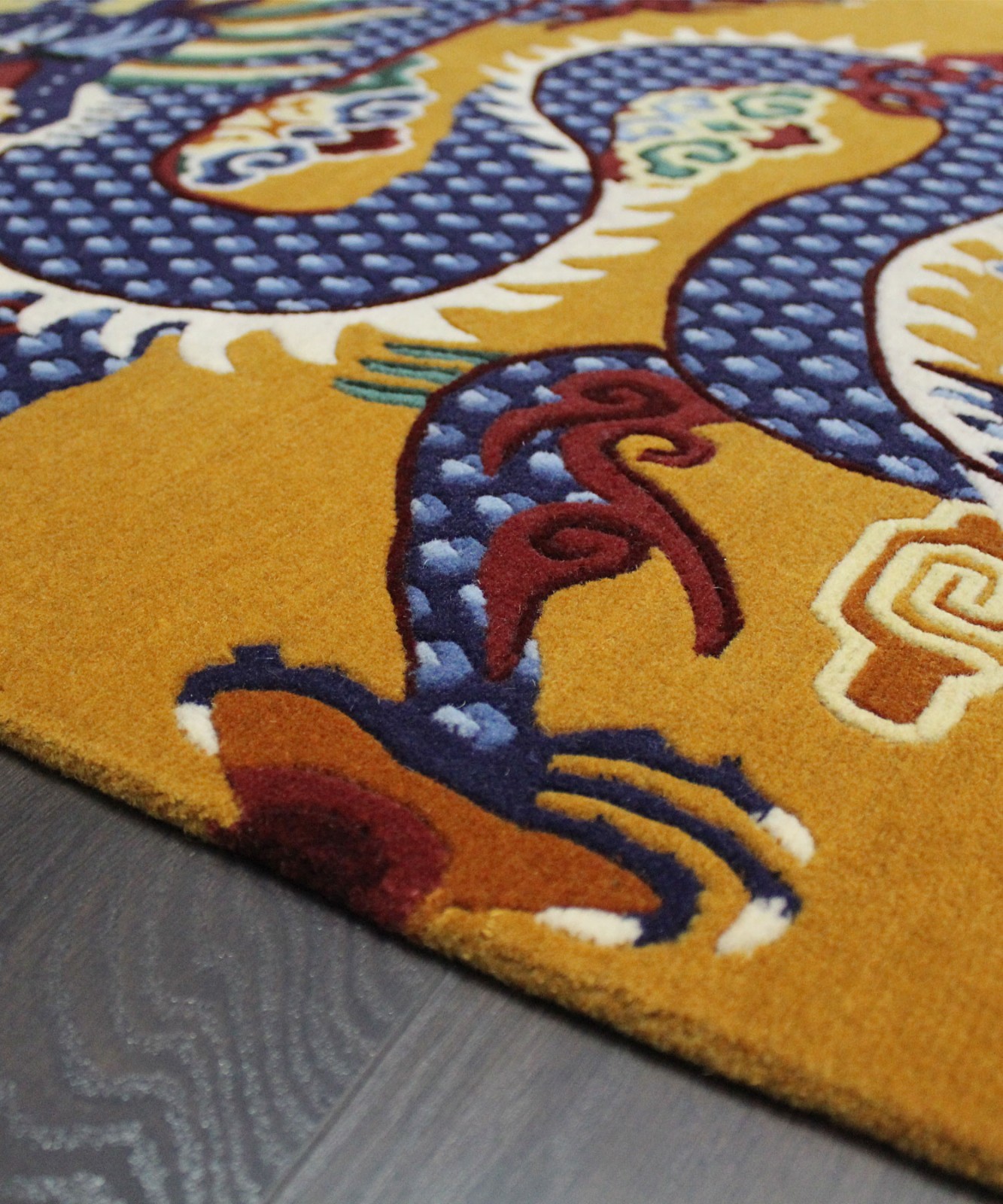 Hand Knotted Antique Indo Tibetan Dragon Rug 3x6 ft Vintage Home Decor Wool Rugs gallery