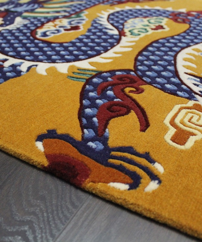 Hand Knotted Antique Indo Tibetan Dragon Rug 3x6 ft Vintage Home Decor Wool Rugs gallery