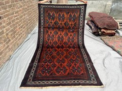 4’6 x 8’7 Vintage Afghan Tribal Rug Hand Knotted Wool Geometric Oriental Carpet