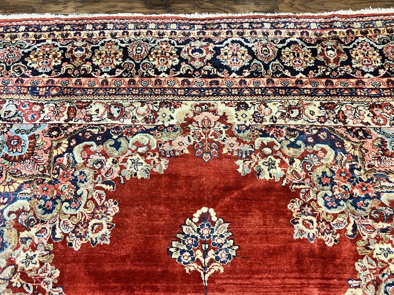 Per'sian Sarouk Rug 11x14 Semi Open Field Red Blue Antique Wool Handmade Large gallery