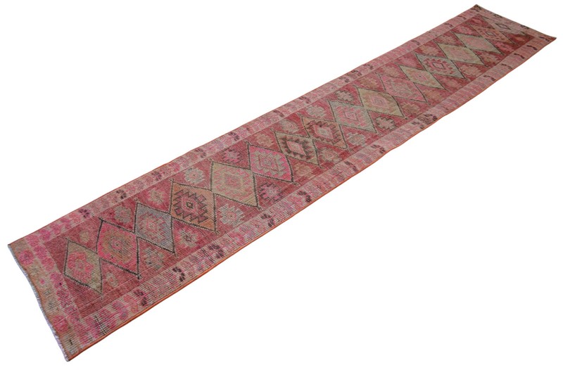 2x10 Runner Hand Made Turkish Rug Muted Color Hallway Rug Actual 1.10 x 10 ft gallery
