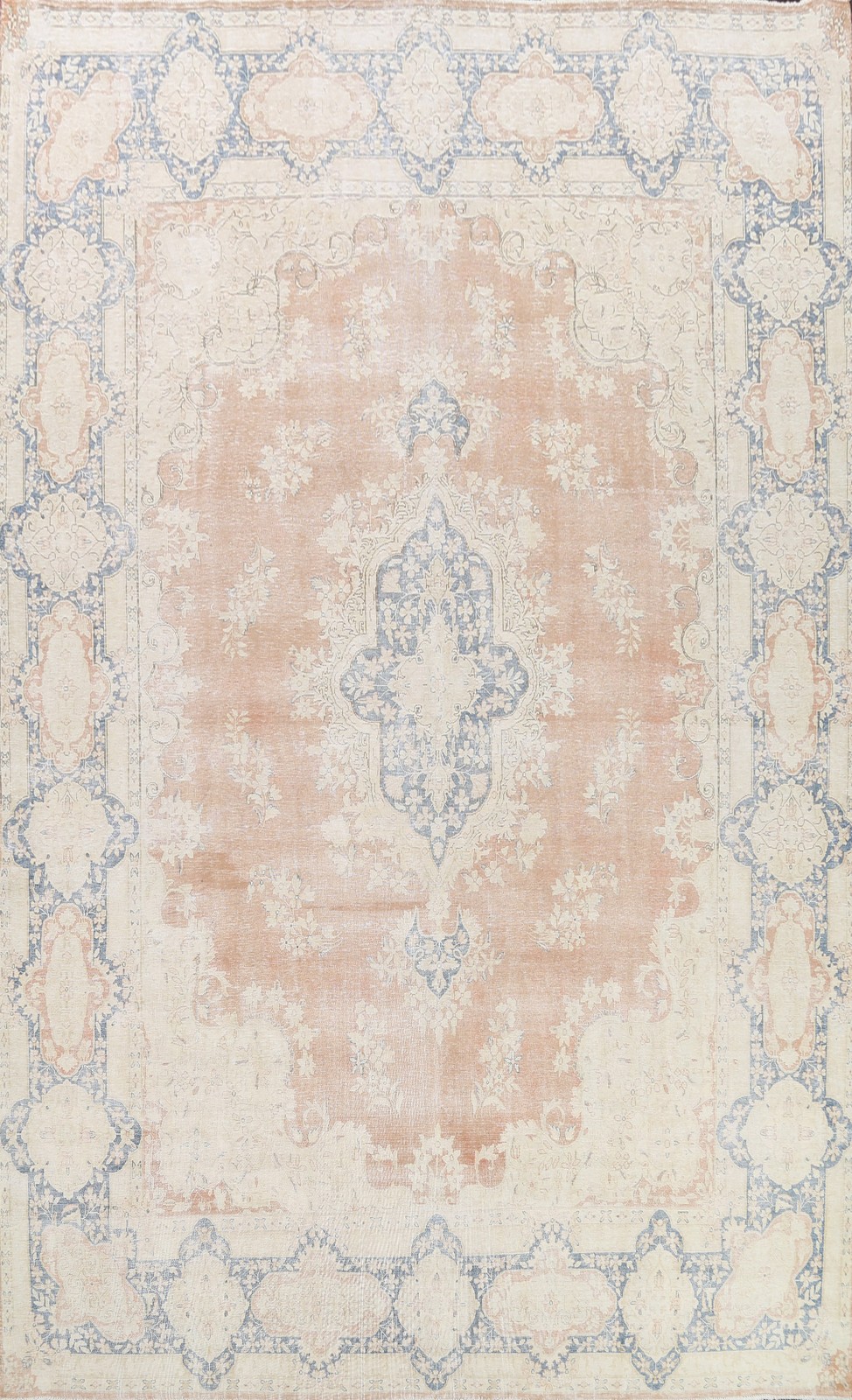 Muted Distressed Area Rug 10x13 Traditional Hand-knotted Wool Geometric Carpet gallery