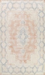 Muted Distressed Area Rug 10×13 Traditional Hand-knotted Wool Geometric Carpet
