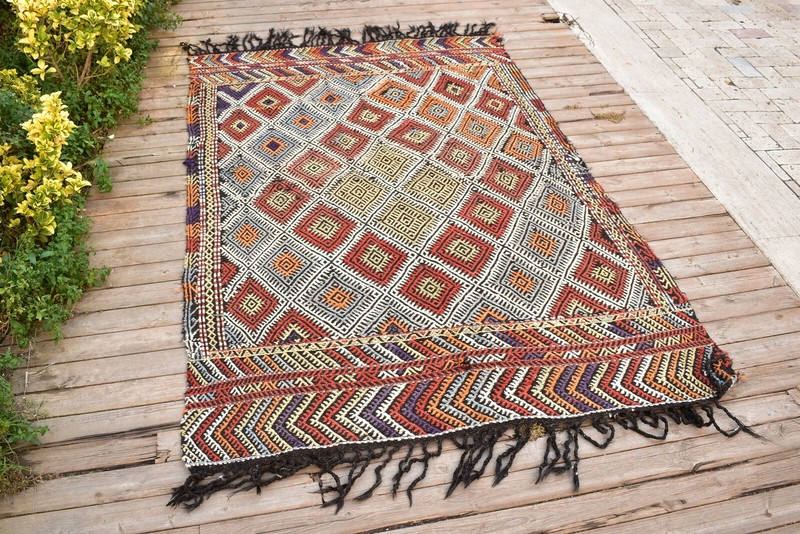 Turkish Kilim 58''x87'' Handwoven 4'x7' Cicim Kilim Oriental Tent Rug 148x223cm gallery