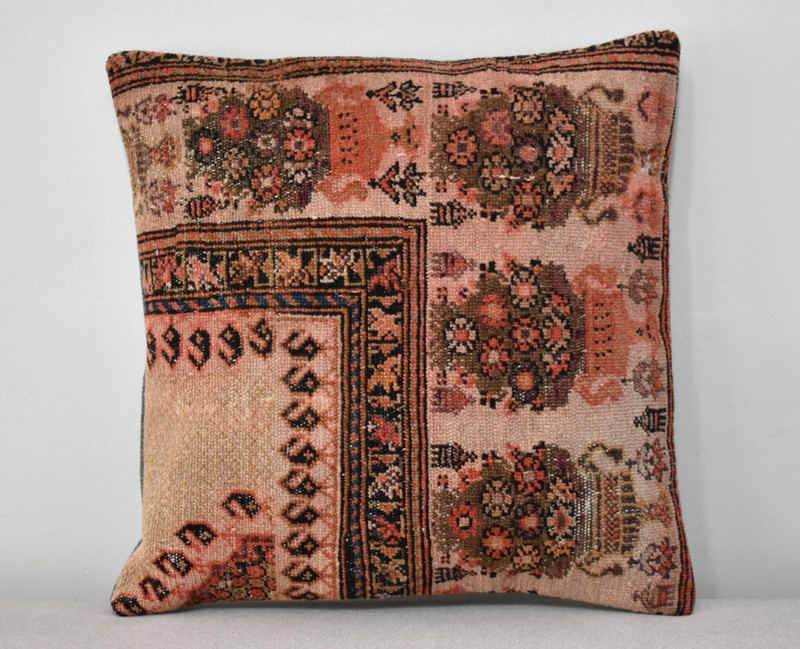 Antique Pillow Cover Sofa Rug 16'' x 16'' Made of Antique Cushion Cover Carpet gallery