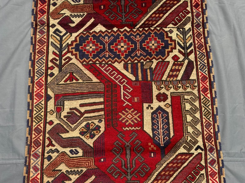 Vintage Afghan Baluchi Runner Rug 2'7 x 11'8 ft Handmade Tribal Wool Hall Carpet gallery