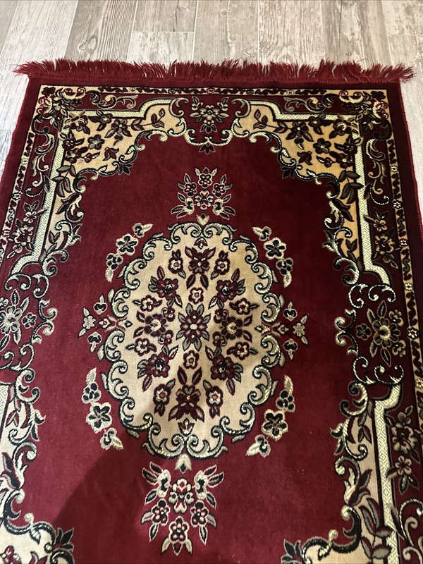 Vintage Turkish Rug Deep Burgundy/Gold SILK and WOOL Runner 12.75 Ft x 2.75 Ft gallery