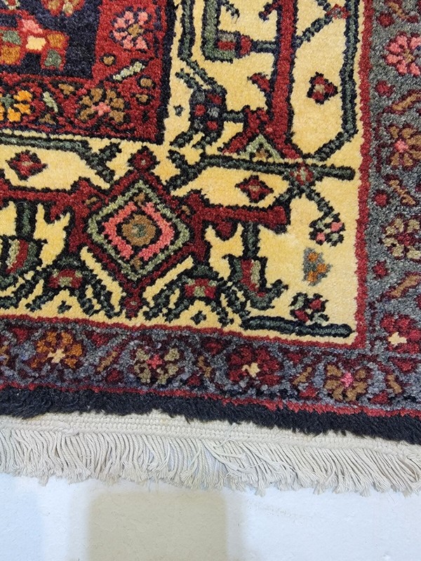 Antique Oriental Hand-Knotted Wool Runner Navy Blue/Red/Ivory/Green 5' x 11'3" gallery