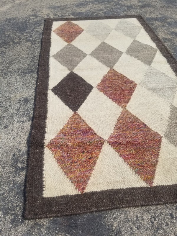 Vintage Handmade Swedish Geometric Wool Kilim Rug 133x73 cm gallery