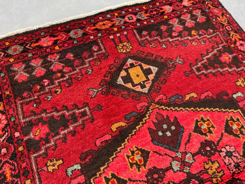 4x5 Vintage Red Afghan Hand Knotted Wool Rug Soft Pile Tribal Geometric Carpet gallery
