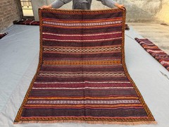 Vintage Afghan Hand-Woven Maldari Kilim Rug – Bold Colorful Stripes Bedroom Rug