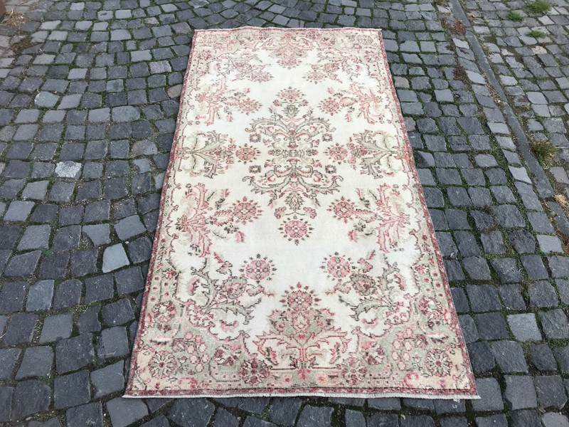 Bohemian Area Rug Handmade Wool Rug Turkish Vintage Traditional Rug 3,6 x 7,0 ft gallery