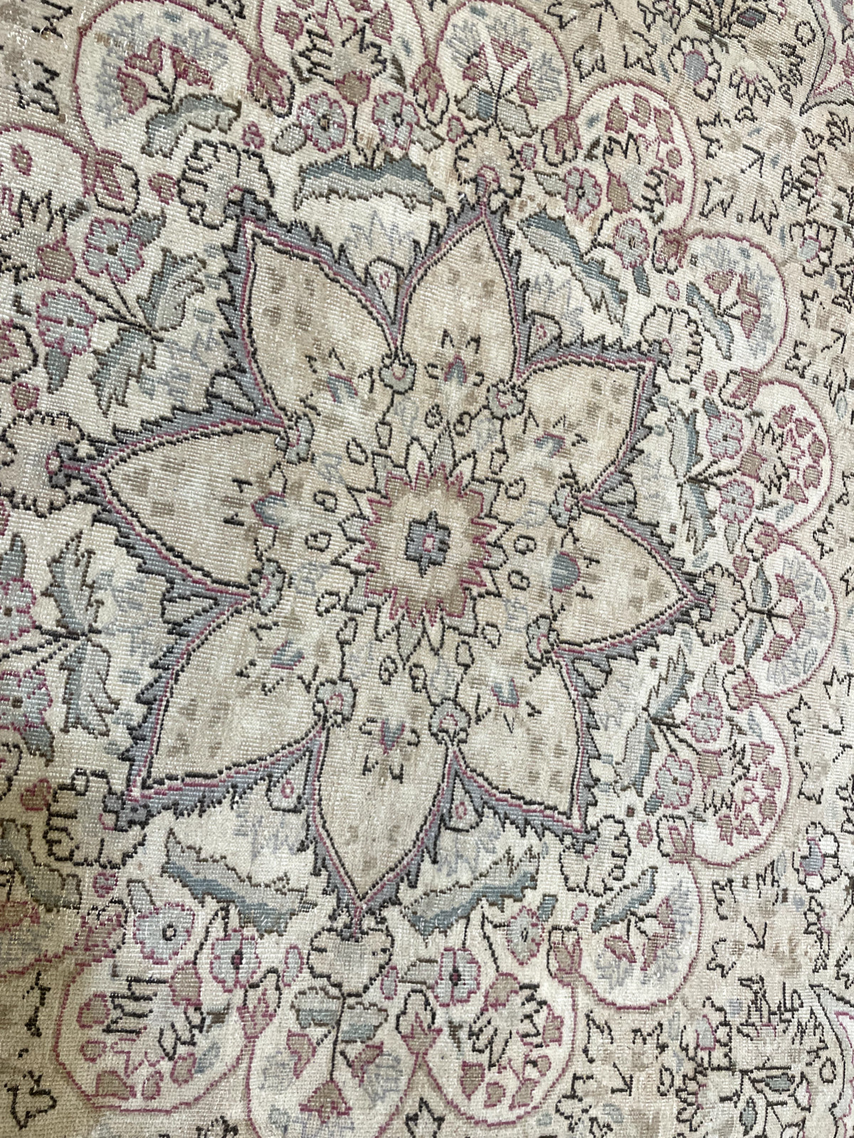 Antique Oriental Hand-Knotted Wool Area Rug Beige/Salmon/Blue 8'6" x 11'3" gallery