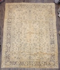 ANTIQUE handwoven Turkish Oushak 11’x14ft soft colors circa 1920s