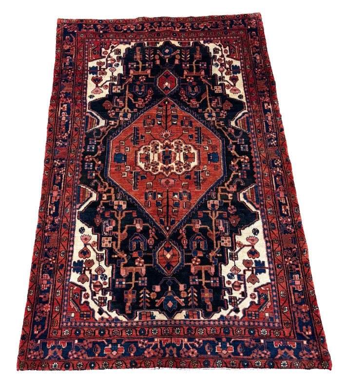 Vintage Nahavand Tribal Wool Hand Knotted Oriental Area Rug 5x9 Navy Blue Red gallery
