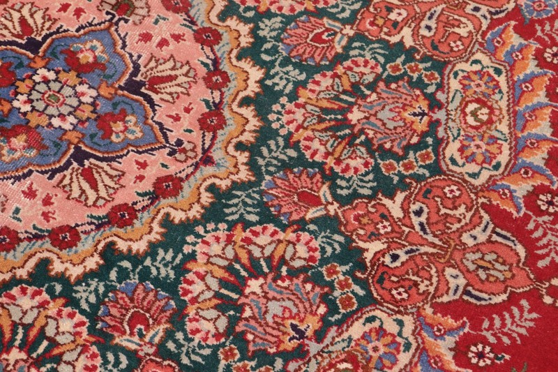 Captivating Hand-Knotted Wool Area Rug - Ruby Red & Multi-Colored Medallion gallery