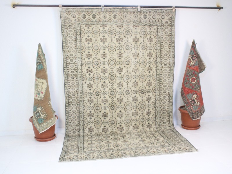 5x9 Turkish Handmade Area Rug Brown Beige Floral Shabby Chic 5.3x8.5 ft gallery