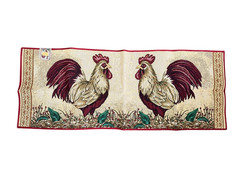 Vintage Cotton Blend Tapestry Runner Rooster Rug 24 x 60″ Cottage Core Farmhouse