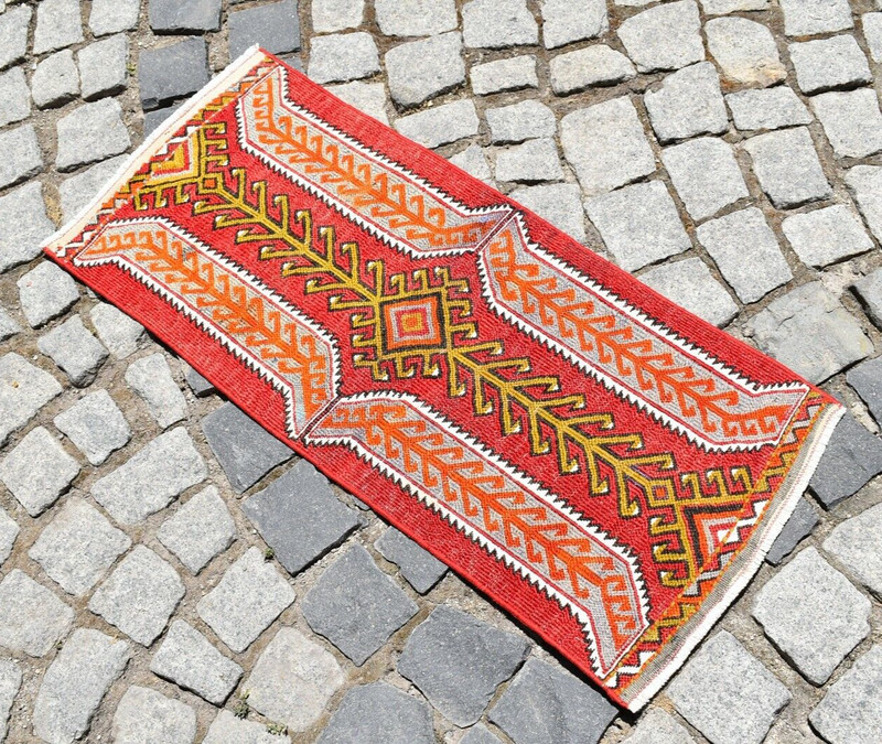 Fabulous Antique Sumac Kilim 1'4 X 3'1 ft Anatolian Dagger Model Sumac Kilim gallery