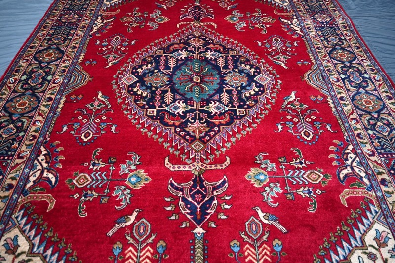 Fine Antique Caucasian Rug 7x10 ft Red Handmade Heris Kazak Vintage Oriental Rug gallery