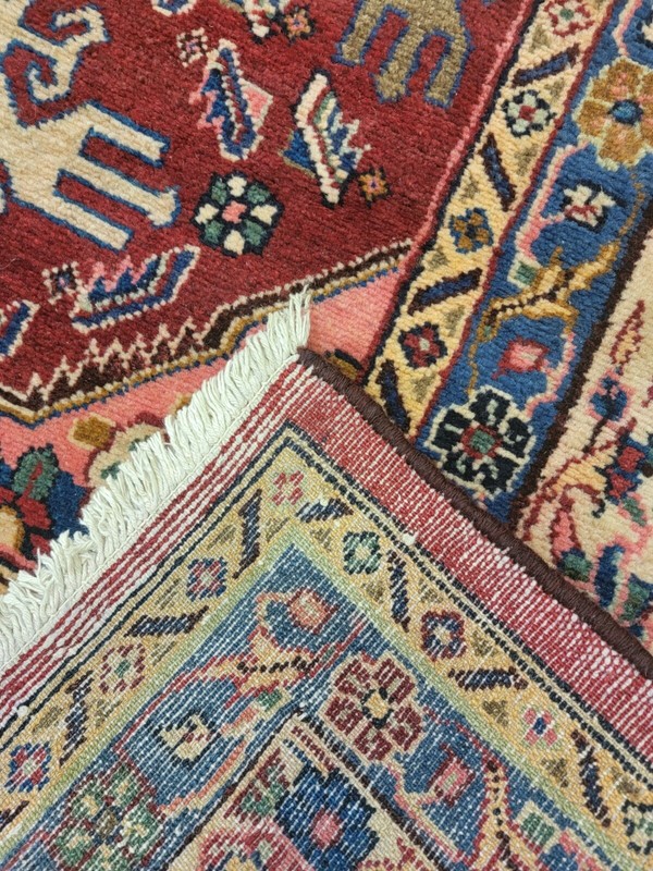 Antique Oriental Hand-Knotted Wool Runner Red/Ivory/Blue/Green 4'5" x 12'8" gallery