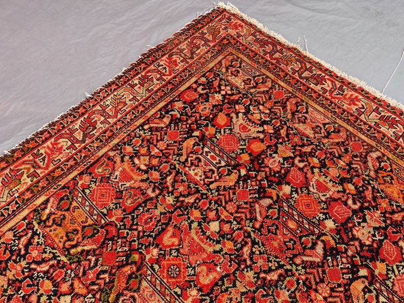 4'4x6'4 Ft Antique Caucasian Rug Wool Geometric Floral Red Patterned Carpet gallery