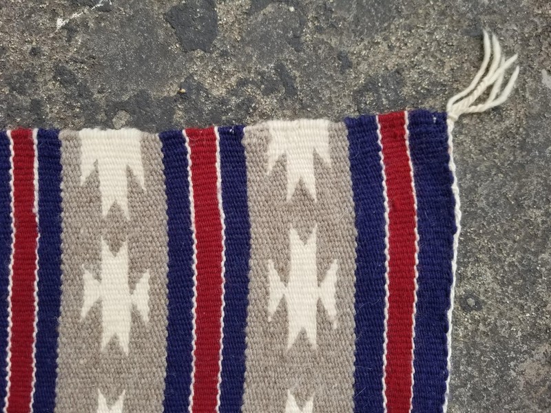 Vintage Traditional Native American Handwoven Navajo Wool Rug 60x40cm gallery