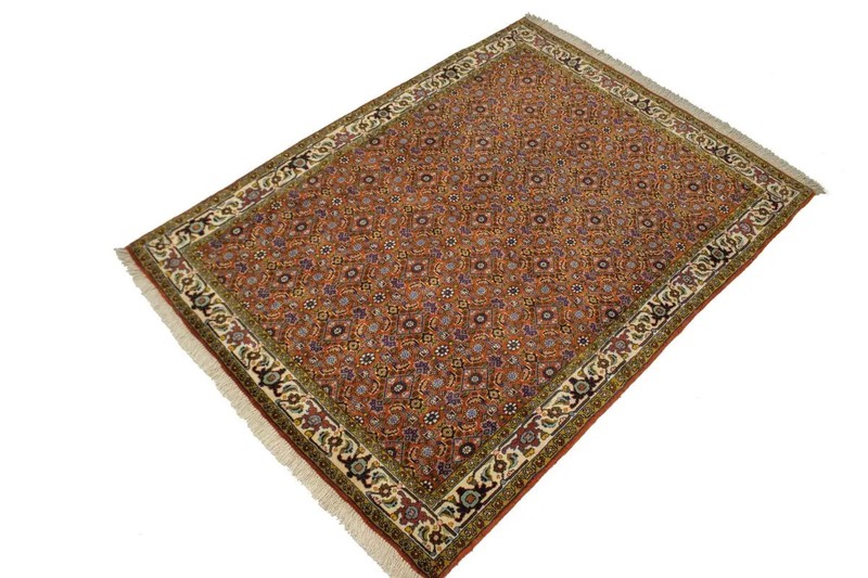 Vintage 4X5 Handmade Wool Oriental Rug Thick Pile Orange Floral DesignCarpet gallery
