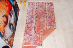 Pink Purple Vintage Runner 1’9×4’7 ft Hand Knotted Floral Wool Rug 2×5