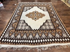 Antique Fars Kilim Rug 8×11 Tribal Flatweave Carpet Semi Open Field Geometric