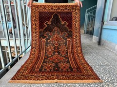3×4 ft Antique Afghan Hand Knotted Rug Geometric Terracotta Brown Tribal Carpet