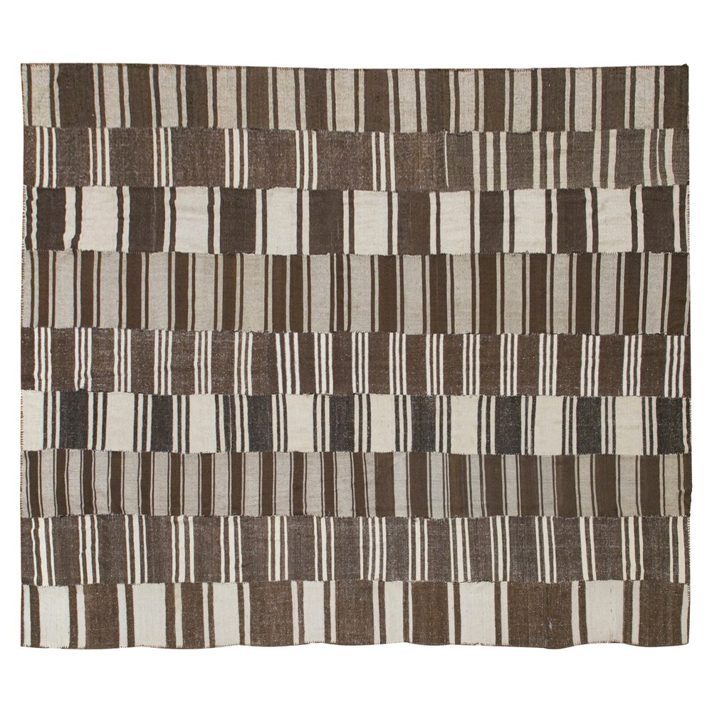 Vintage Minimal Kilim Rug,Striped Kilim Rug,Turkish Kilim Rug, 11'2 x 14'1 ft
