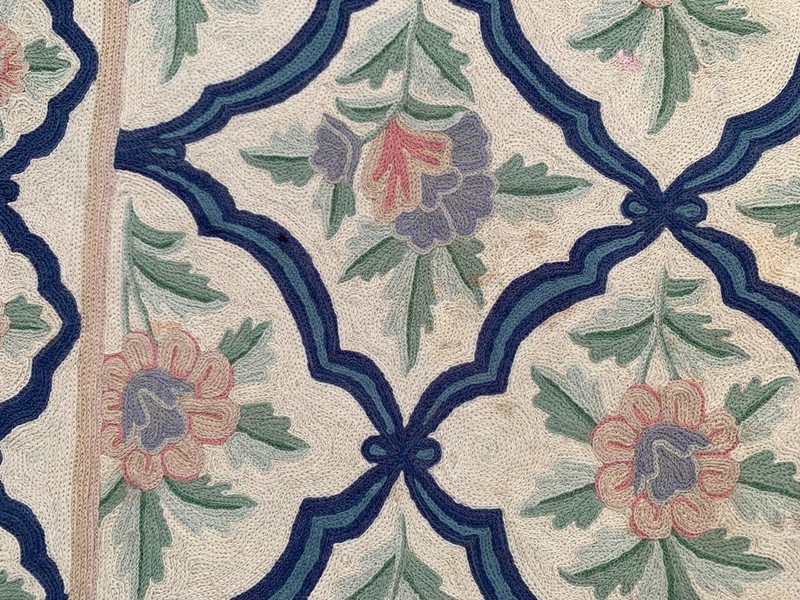 Vintage Handmade Aubusson Rug French Style Chain Stitch Needlepoint Rug 3x5 ft gallery